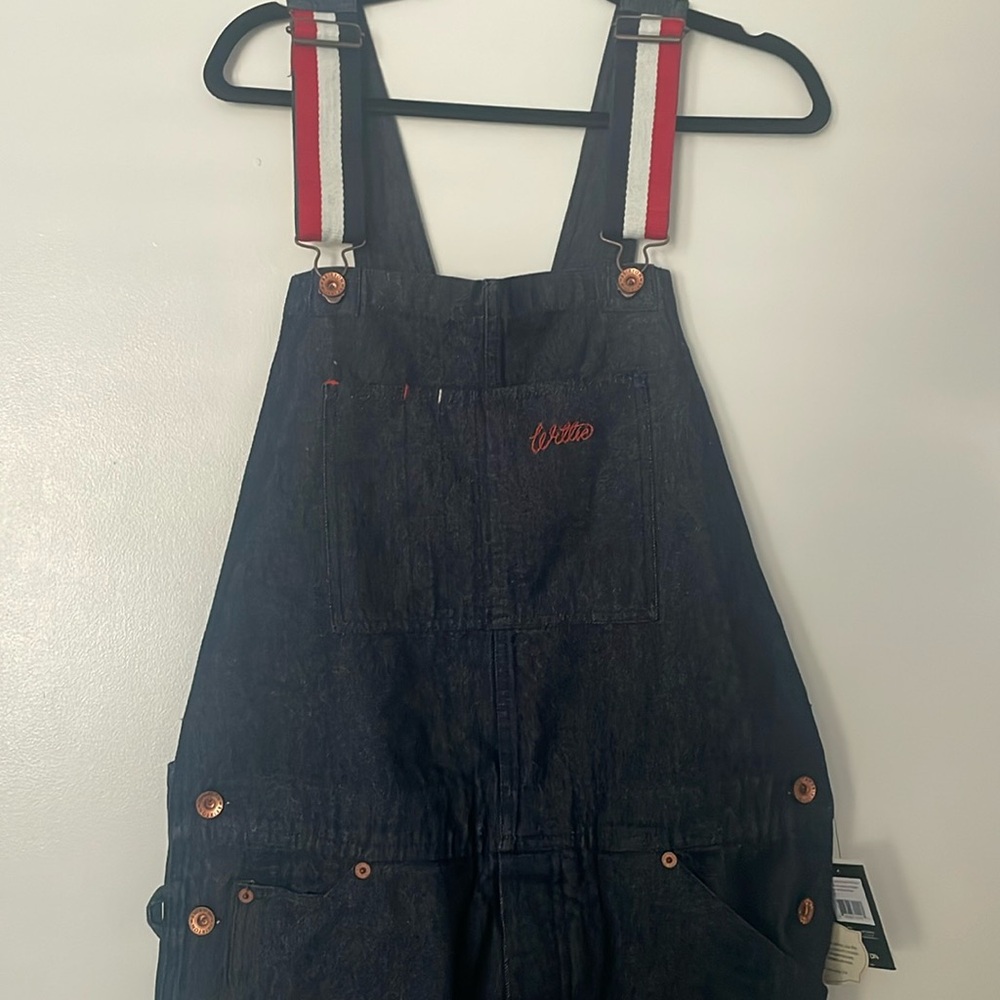 Brixton blue jean overalls, brand new with tags